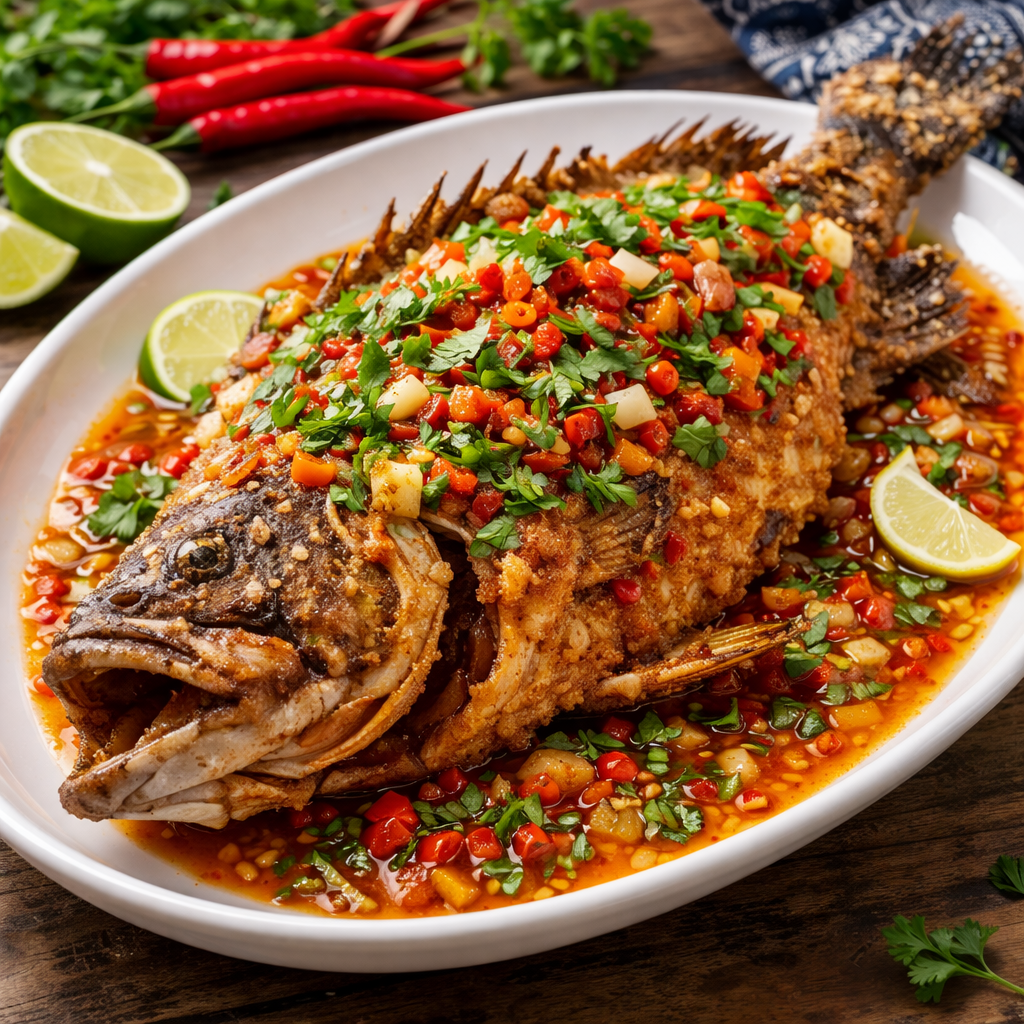 Tiger Grouper Deep Fried with Thai Sauce 500 gram